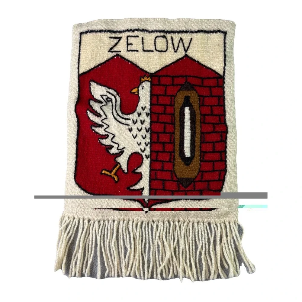 VTG Handwoven Tapestry Wall Hanging Rug Bird Zelow Poland Fringe Nature 13 X 20